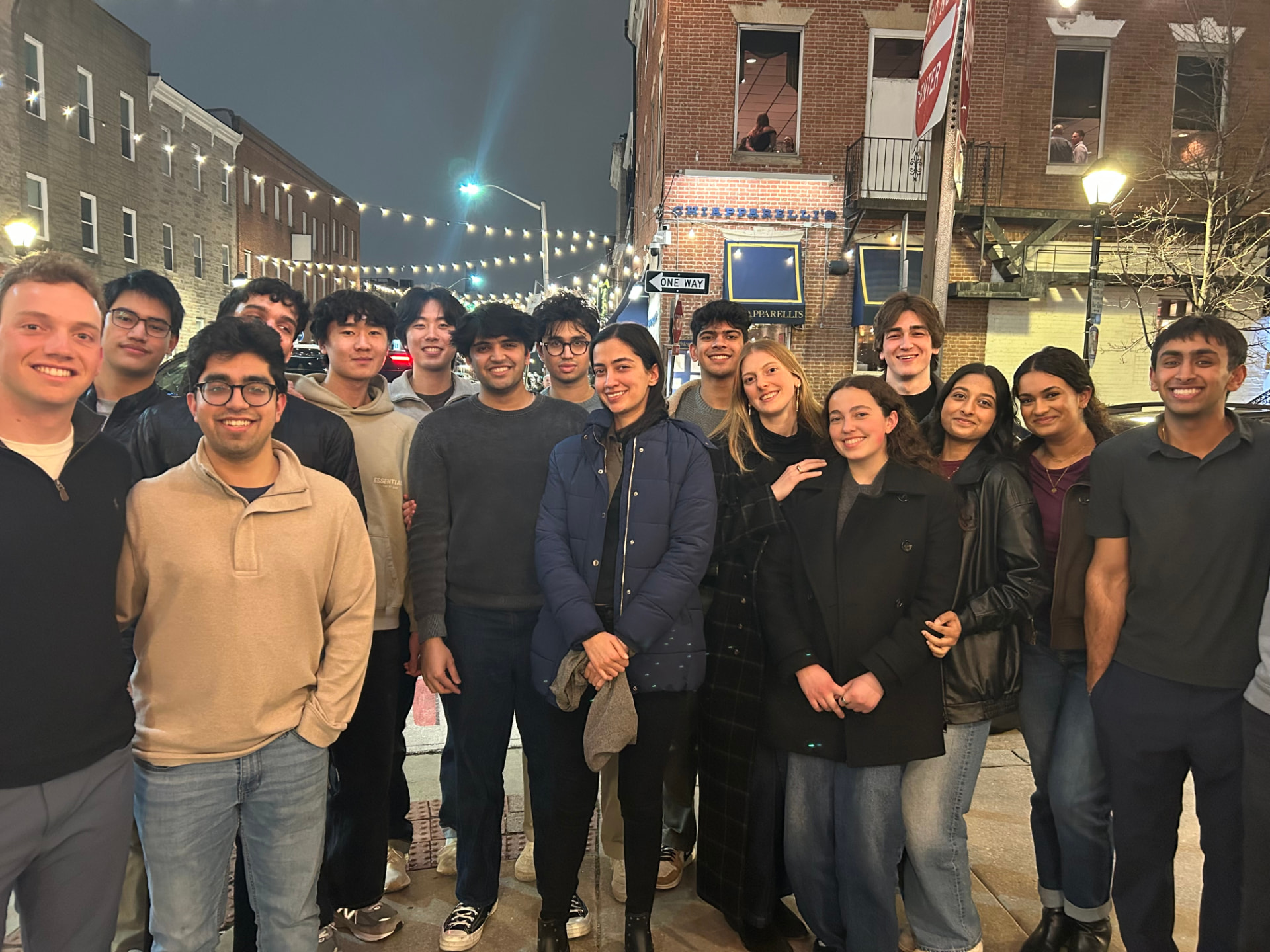 Cobalt Consulting Group members gathered outside at a team dinner in Baltimore